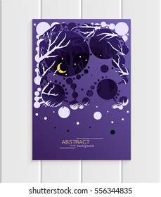 Stock vector brochure design business template abstract nature element unusual landscape ecology abstract circles violet background for printed materials, greeting card, cover, corporate identity