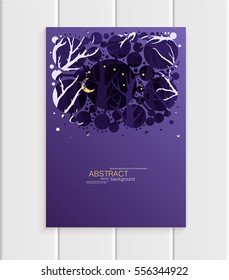 Stock vector brochure design business template abstract nature element unusual landscape ecology abstract circles violet background for printed materials, greeting card, cover, corporate identity