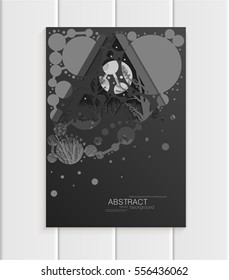 Stock vector brochure design business template nature design trees, full moon element unusual landscape abstract circles black background printed materials, greeting card, cover, corporate identity