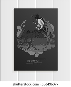 Stock vector brochure design business template nature design trees, full moon element unusual landscape abstract circles black background printed materials, greeting card, cover, corporate identity