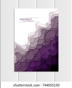 Stock vector brochures in abstract style. Design business templates with round, uneven violet shapes on white backgrounds for printed materials, elements, web sites, cards, covers, wallpaper