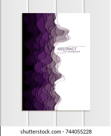 Stock vector brochures in abstract style. Design business templates with round, uneven violet shapes on white backgrounds for printed materials, elements, web sites, cards, covers, wallpaper