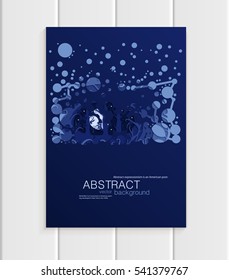 Stock vector of brochures design business templates with abstract circles, abstract nature design element trees, forest with full moon unusual landscape, decor on blue background for printed material