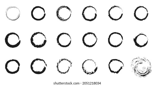 Stock vector brush element chalk charcoal set vector 10. black and white circle pattern background illustration