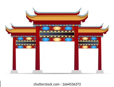 stock vector of buddhism chinese gate. house of worship, buildings and landmarks, architectural concept flat vector illustration