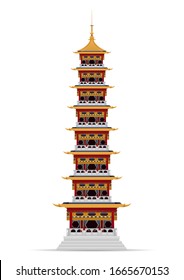 stock vector of buddhism chinese pagoda. house of worship, buildings and landmarks, architectural concept flat vector illustration