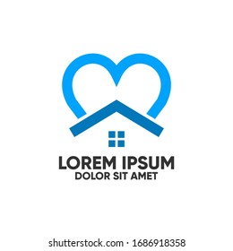 diseño del logotipo de construcción vectorial de existencias. símbolos y símbolos de iconos de arquitectura. casa y construcción. elemento de ilustración vectorial - Icono de hogar y corazón
