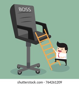 stock vector businessman climb on the chair promoted level boss vector