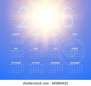 Stock Vector Calendar for 2016.