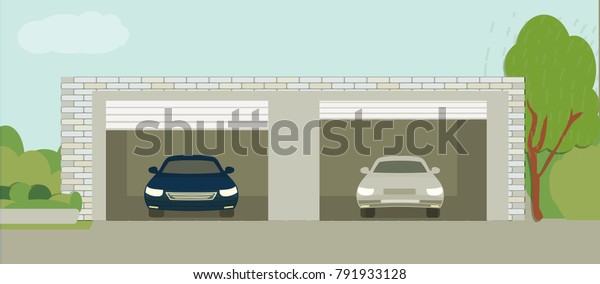 stock\
vector car automated garage, shed\
illustration\
