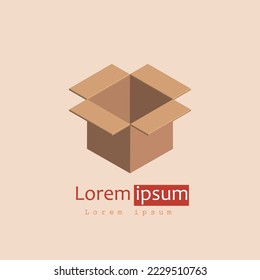 Stock vector cardboard logo. Logo template for your business. Cardboard parcel template.