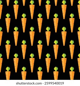 Stock vector carrot pattern on black background