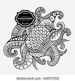 stock vector cartoon cute hand draw doodle ornament. template for banner and card.