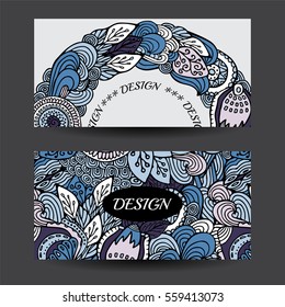 Stock vector cartoon hand draw colorful corporate identity horizontal banner with waves and flowers. background. template for card