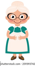 Dibujo de la viñeta Stock Vector de una abuela ama de casa de cuerpo entero/ama de casa de abuela/stock Vector