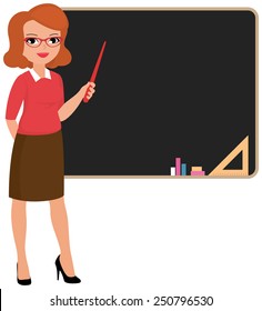 Stock Vector Cartoon Illustration Teacher Blackboardteacher Stock ...