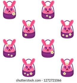 Stock vector cartoon pink Easter Bunny seamless pattern