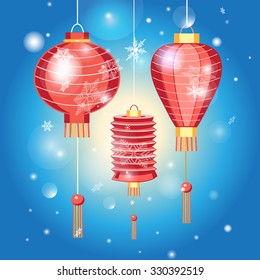 Stock Vector Chinese New Year with lanterns