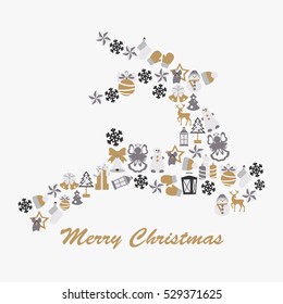 Stock vector christmas deer with decorative elements