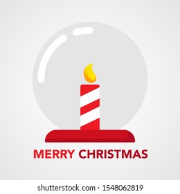 stock vector christmas logo with christmas candle in crystal ball. greeting card, christmas sign,symbol and logo.