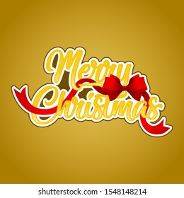 stock vector christmas logo with red bowties and ribbon. greeting card, christmas sign,symbol and logo.