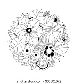stock vector circle floral  doodle pattern.