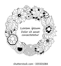stock vector circle floral  doodle pattern.