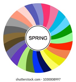Stock vector color guide. Seasonal color analysis palette for spring type. Type of female appearance