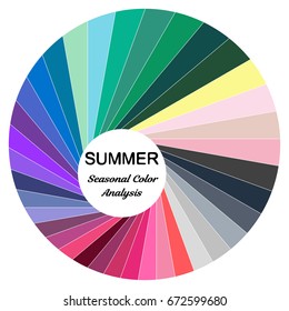 Stock vector color guide. Seasonal color analysis palette for summer  type. Type of female appearance