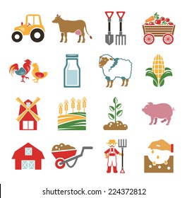 Stock Vector Color Pictogram Farm Icon Set