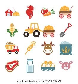 Stock vector color pictogram farm icon set