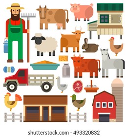 Stock vector color pictogram farm icon set