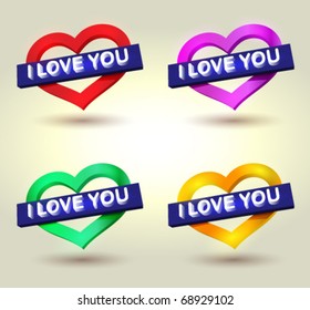 Stock vector colorful heart signs