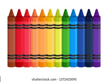 stock vector colorful wax crayons on white background