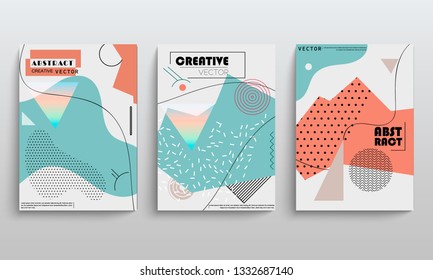 stock vector covers templates set with graphic geometric elements applicable for brochures posters covers