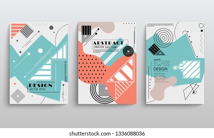 stock vector covers templates set with graphic geometric elements applicable for brochures posters covers