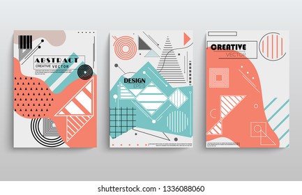 stock vector covers templates set with graphic geometric elements applicable for brochures posters covers