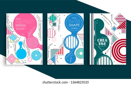 stock vector covers templates set with graphic geometric elements applicable for brochures posters covers