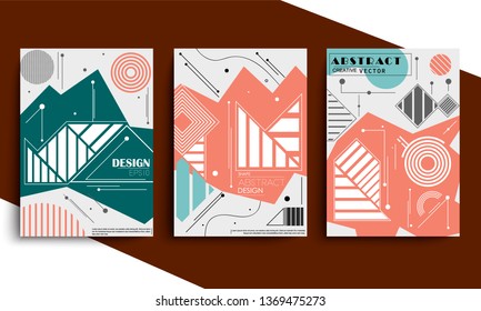 stock vector covers templates set with graphic geometric elements applicable for brochures posters covers