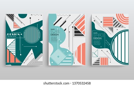 stock vector covers templates set with graphic geometric elements applicable for brochures posters covers
