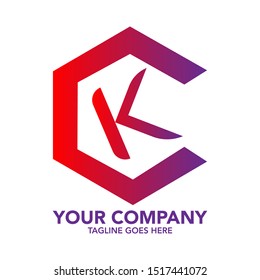 stock vector creative CK letter abstract logo icon design template for business corporate. minimalistic concept logo design.