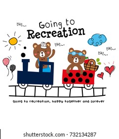 stock vector cute bear in the train