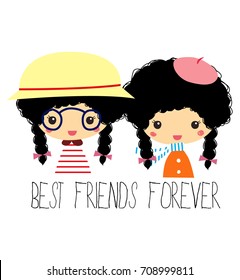 Stock vector cute best friends forever