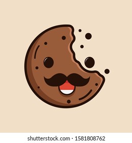 stock vector cute bitten cookies mascot logo illustration.