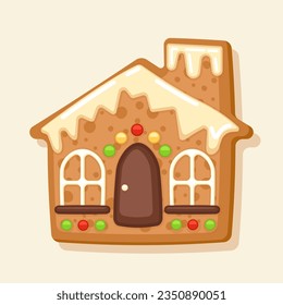 stock vector of cute house gingerbread cookies. food for christmas.