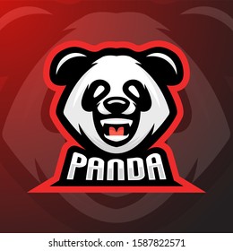 stock vector cute panda mascot logo illustration. logo, badge, esport logo, and emblem with modern illustration concept style.