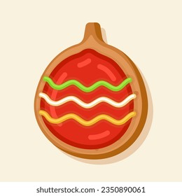 stock vector of cute red christmas ball ornament gingerbread cookies. food for christmas.