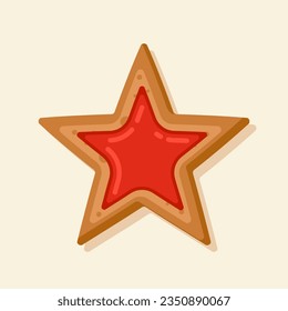 stock vector of cute red star gingerbread cookies. food for christmas.