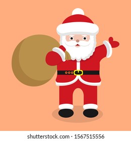 stock vector of cute santa claus bringing bag