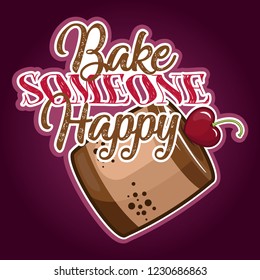 stock vector of cute sweet dessert cupcake with strawberry love and quote typography graphic illustration